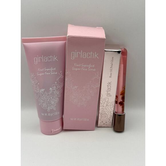 Girlactik Fruit Superfood Scrub + Rose oil Petal Gloss BNIB - Picture 4 of 12